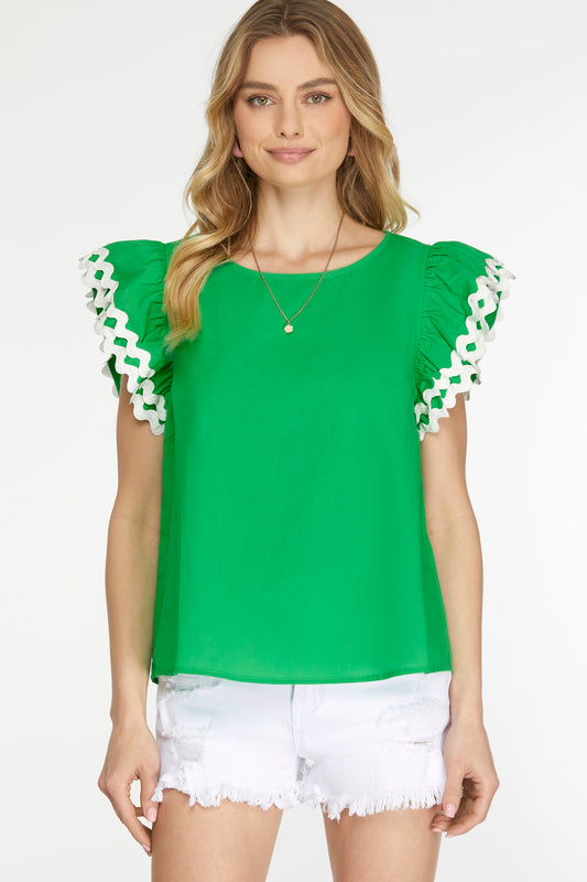 Scalloped Sleeve Top