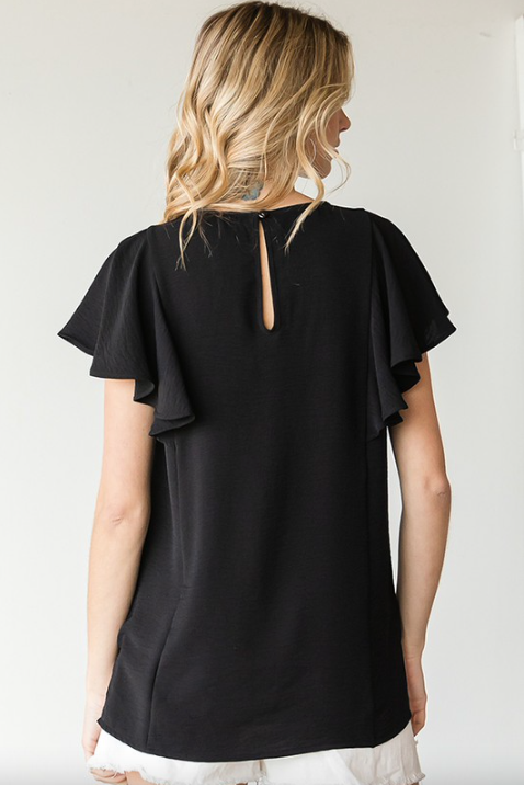 Black Ruffle Blouse